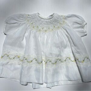 Vintage Polly Flinders Hand Smocked Dress | Heirloom Floral Embroidery